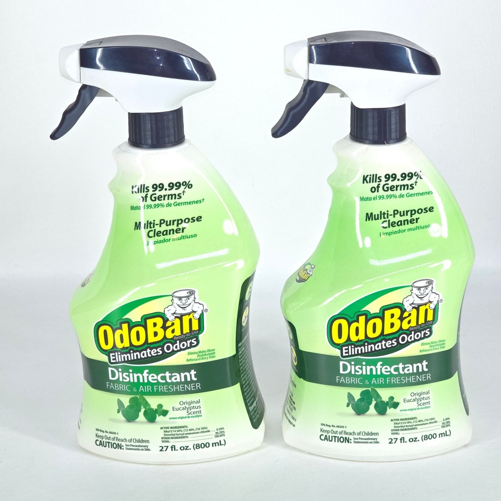 OdoBan Disinfectant Multi-Purpose Cleaner 27oz Eucalyptus Scent 2x Spray Bottles